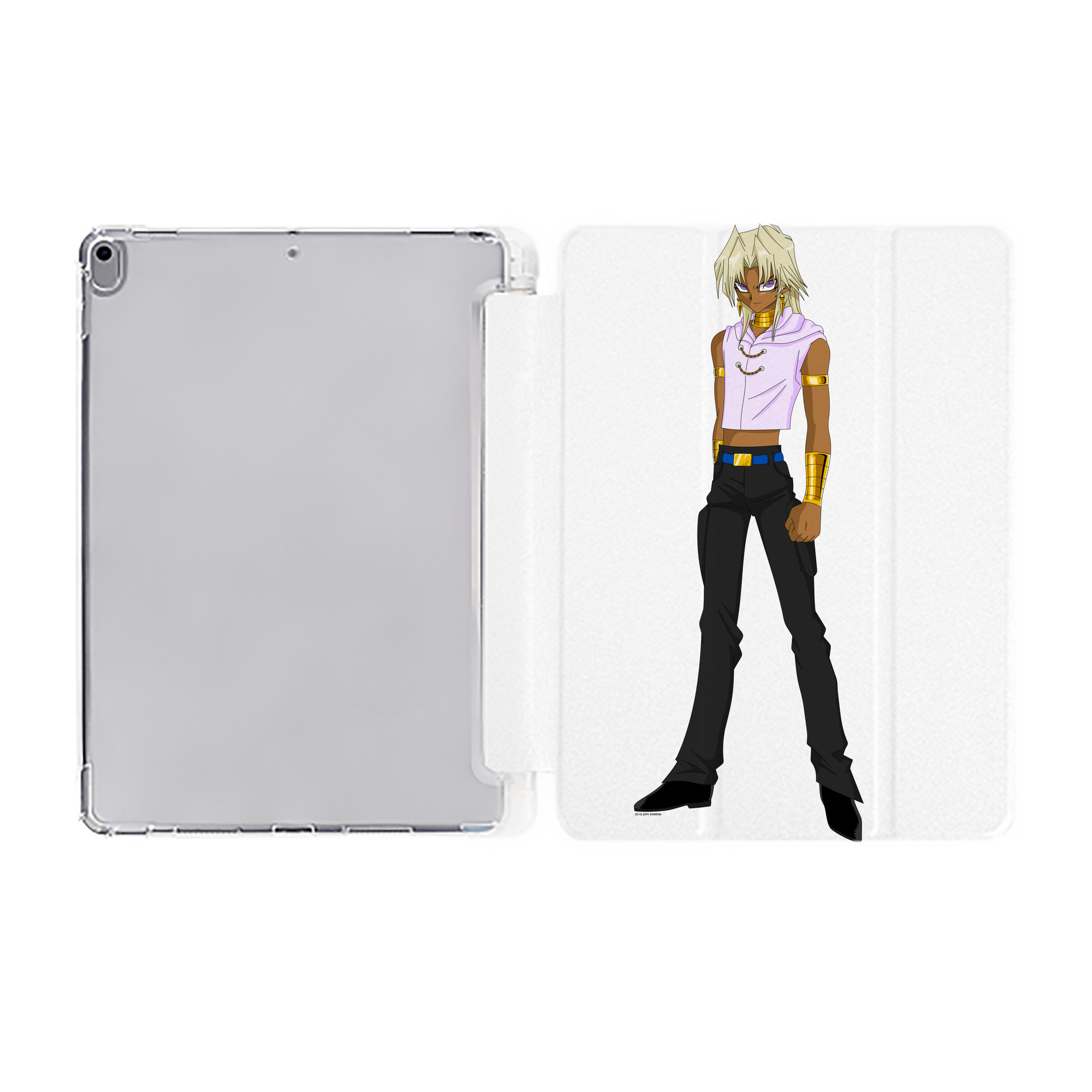 （画像用） 遊☆戯☆王 Yu-Gi-Oh! IPad ケース ペン収納付き 三つ折りスタンド PUレザー×シリコン 対応機種9.5/10.5/10.9インチ